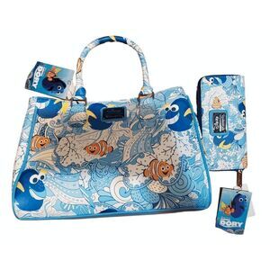 Disney Loungefly Nemo AOP OG HEART LOGO purse and wallet set